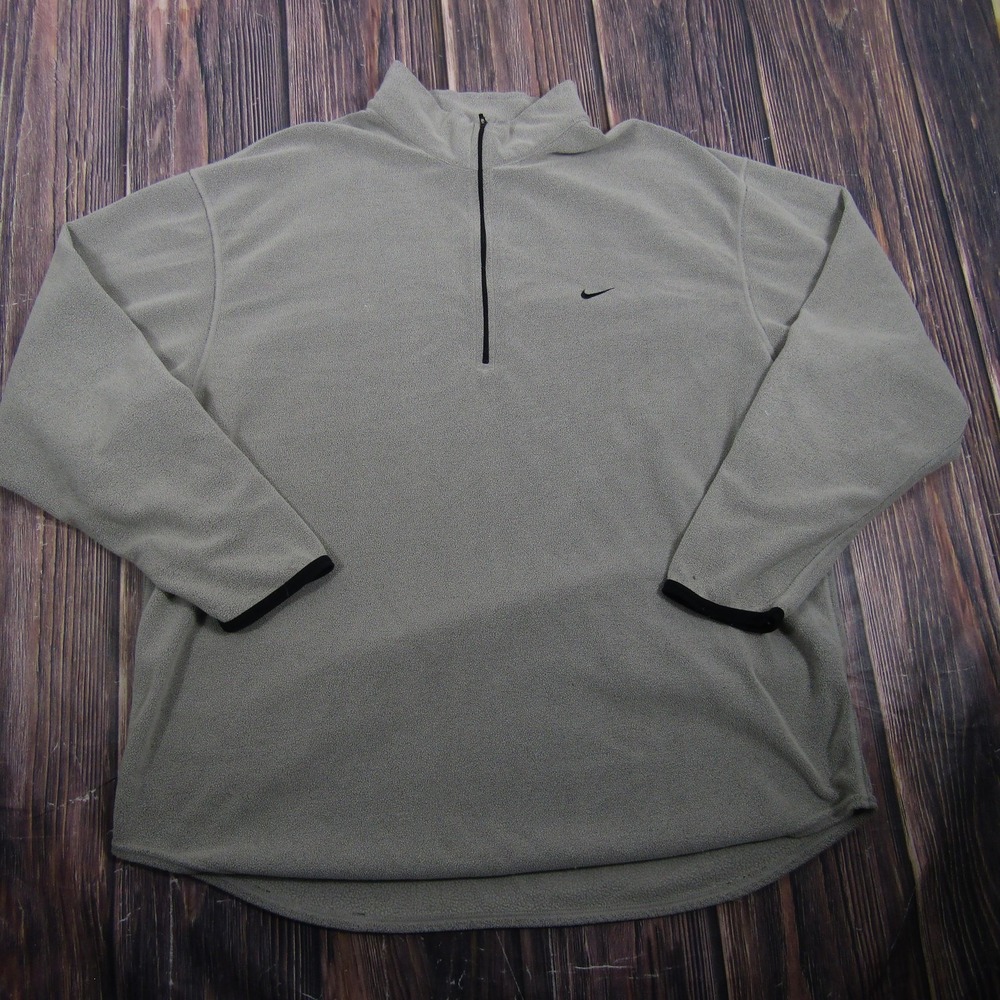 Nike Jacket Mens 2XL Gray Therma-FIT 1/4 Zip Fleece Thermal Pullover Running